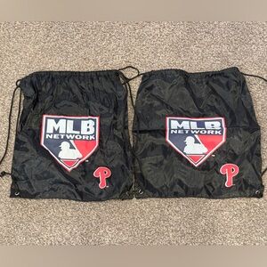 2 Philadelphia Phillies Black Drawstring Bags